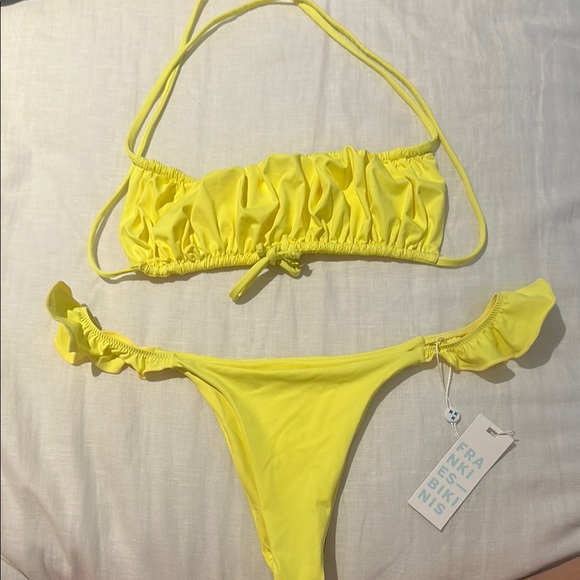 Frankie's Bikinis Other - Frankie's Bikinis Bright Yellow Ruffle Two-Piece Swim Set